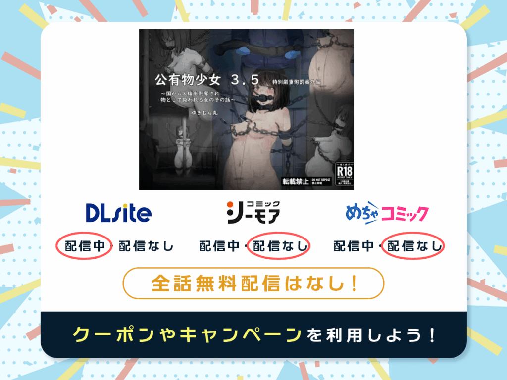 『公有物少女3.5〜国から人権を剥奪され物として扱われる女の子の話〜特別厳重懲罰番外編』を配信している電子書籍一覧