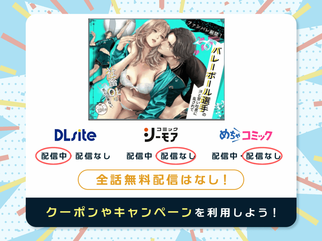 『ファンバレ厳禁‼バレーボール選手の汗と甘い吐息に乱されて、社畜OLは息も出来ない』を配信している電子書籍一覧