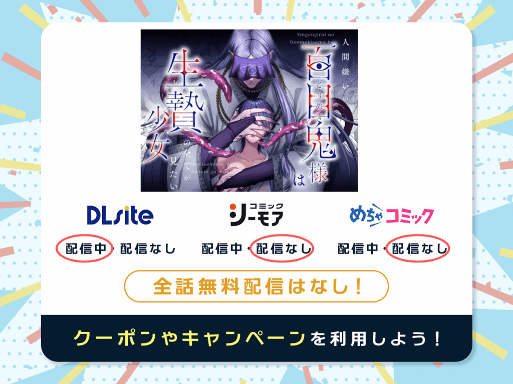 『人間嫌いの百目鬼様は生贄少女の全てが見たい』を配信している電子書籍一覧