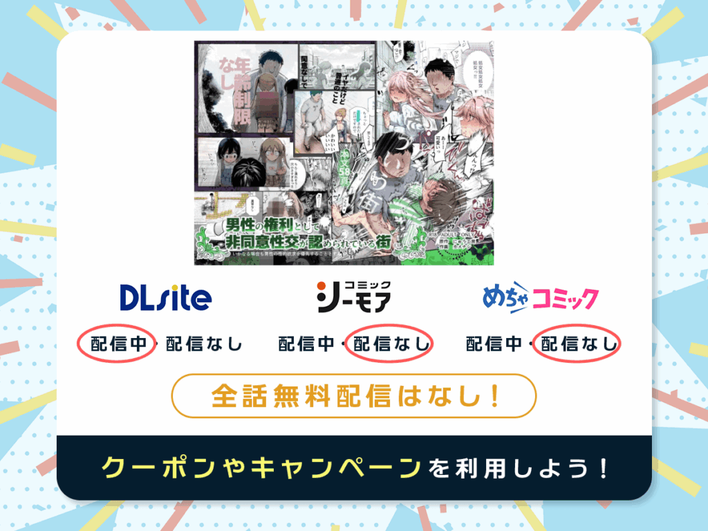 『男性の権利として非同意性交が認められている街EX いかなる場合も男性の性的欲求を優先することとする』を配信している電子書籍一覧