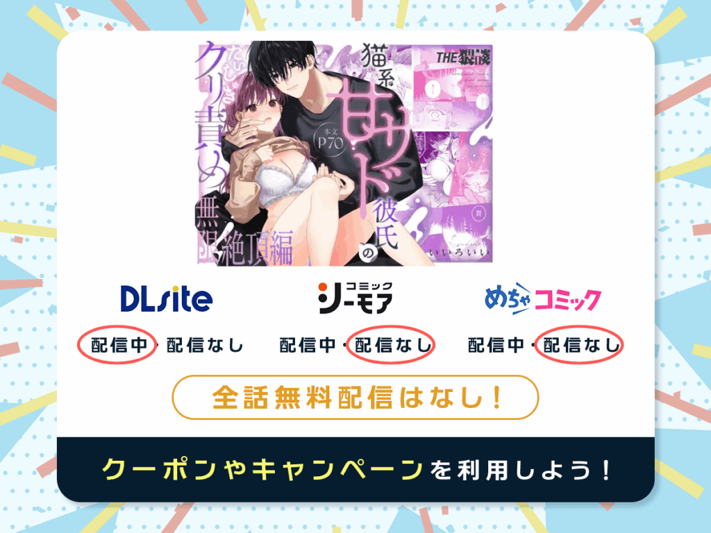 『【いちゃ甘サド彼氏×無限クリ逝きループ】猫系いちゃ甘S彼氏のだいしゅきクリ責め無限絶頂編』を配信している電子書籍一覧