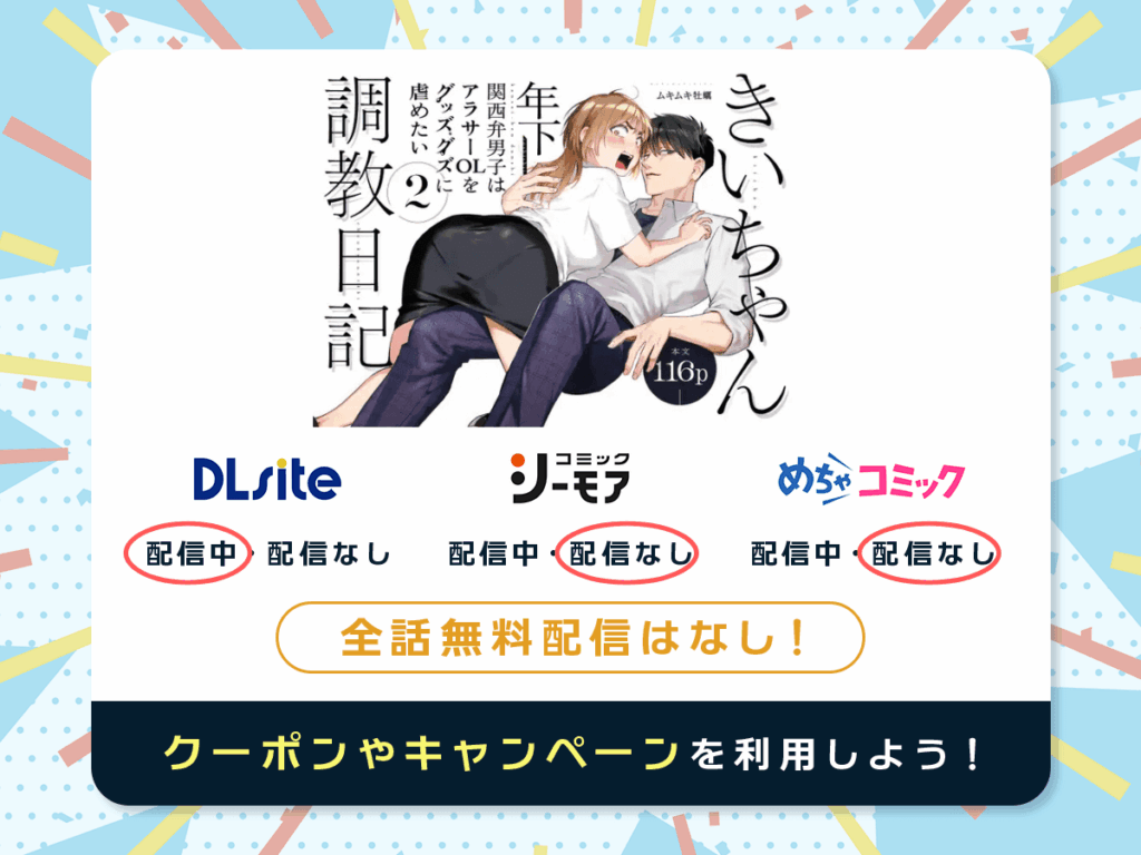 『きいちゃん調教日記2 ~年下関西弁男子はアラサーOLをグッズグズに虐めたい~』を配信している電子書籍一覧