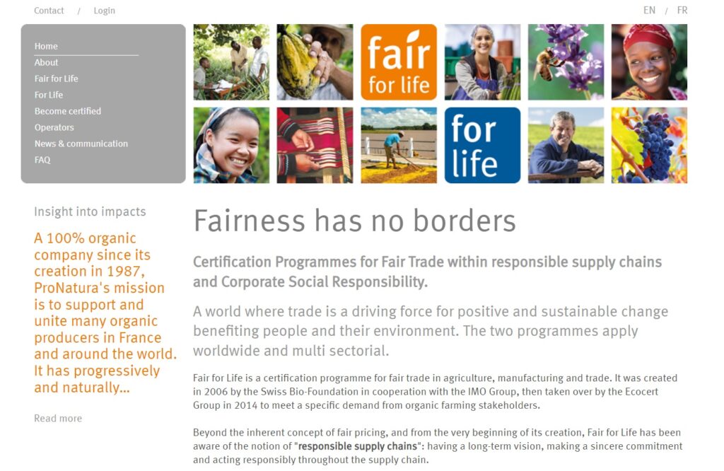 Fair For Life認証ラベル（人権と環境）