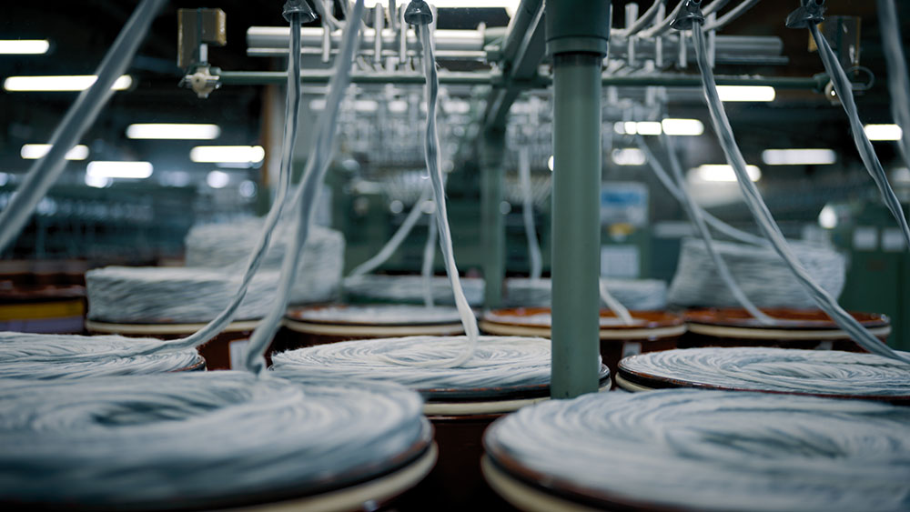 Making recycled polyester at the factory