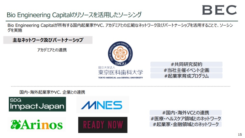 Bio Engineering Capitalのリソースを活用したソーシング