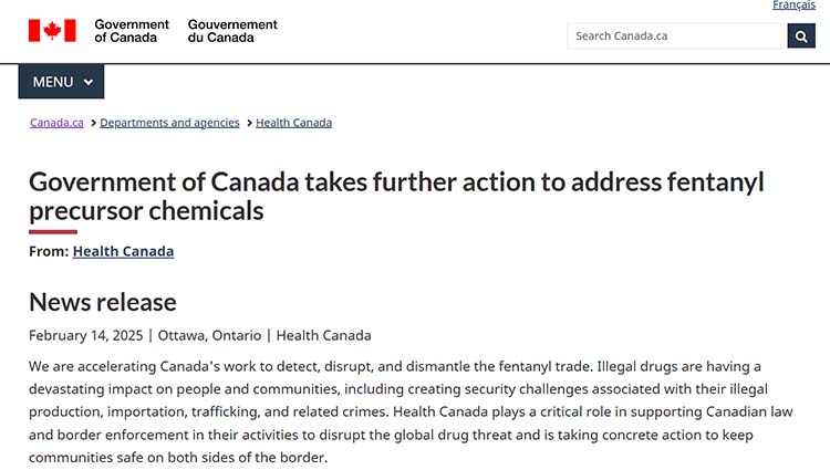 カナダ政府が違法薬物フェンタニルの規制へ