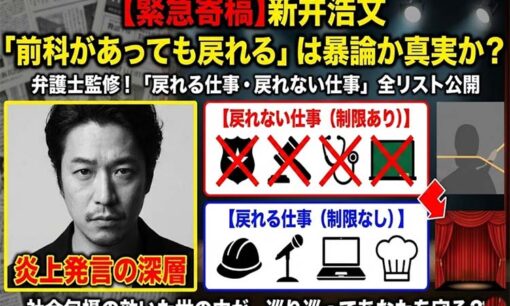 新井浩文「前科があっても大体戻れる」は暴論か、真実か？ 「戻れる仕事・戻れない仕事」リスト