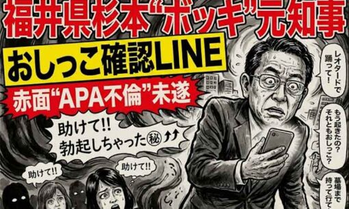 福井県杉本”ボッキ”元知事の再就職先は？「勃起しちゃったよ」「おしっこ？」など卑猥文書1000本ノックに県民ショック
