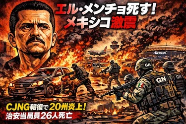 【メキシコ】エル・メンチョ死亡でCJNG報復拡大　20州暴動・治安当局26人死亡、W杯開催は大丈夫か？