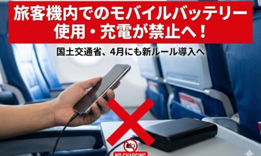 旅客機内でのモバイルバッテリー使用・充電が禁止へ！国交省が4月にも新ルール導入、持ち込み個数も1人2個までに制限