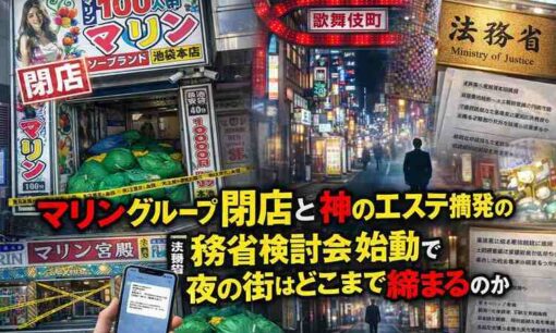 マリングループ閉店、神のエステ摘発、そして法務省検討会始動ーー夜の街はどこまで締まるのか