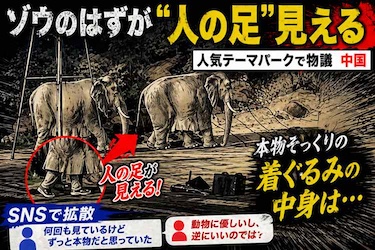 【珍ニュース】ゾウのはずが“人の足”　中国テーマパークで発覚「本物だと思っていた」の声