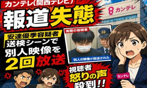カンテレ(関西テレビ) 報道失態 安達優季容疑者送検シーンで別人映像を2回放送 視聴者怒りの声殺到