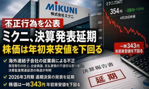 ミクニ海外子会社で従業員不正　架空取引・証憑偽造で決算発表延期