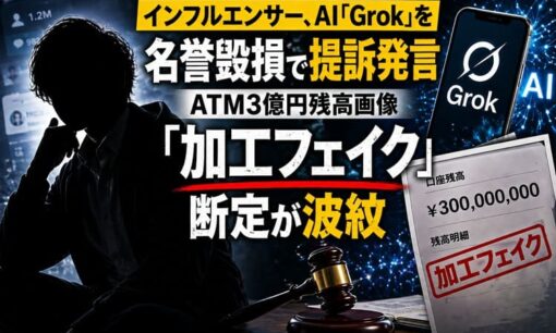 インフルエンサー、AI「Grok」を名誉毀損で提訴発言 ATM3億円残高画像「加工フェイク」断定が波紋