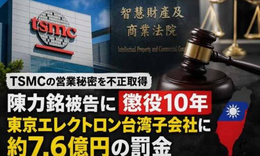 東京エレクトロン台湾子会社に罰金7.6億円　TSMC機密情報不正取得事件で元社員に懲役10年