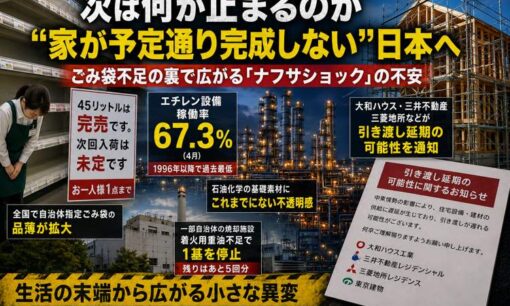 次は何が止まる？家が完成しない日本へ  大和ハウス・三井不も異例通知　ごみ袋不足の裏で広がるナフサショック