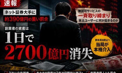 中国・ネット証券創業者が1日で2700億円喪失　当局が取り締まり強化