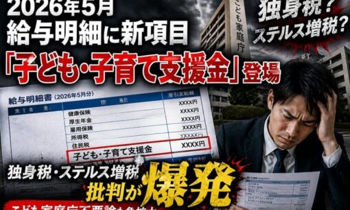 2026年5月給与明細に新項目「子ども・子育て支援金」登場 独身税・ステルス増税批判が爆発、こども家庭庁不要論も急拡大