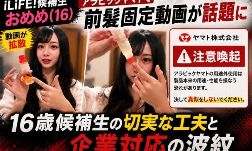 iLiFE!候補生おめめ(16)、アラビックヤマト前髪固定動画投稿でヤマト公式が注意喚起 アイドル候補生の切実な工夫