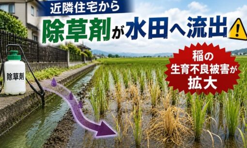 近隣住宅から除草剤が水田へ流出　稲の生育不良被害が拡大、農家「知らなかったでは済まされない」