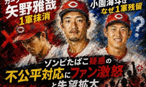 カープ矢野雅哉1軍抹消  小園海斗はなぜ1軍残留  ゾンビたばこ疑惑の不公平対応にファン激怒と失望拡大