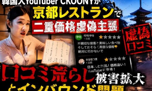 韓国人YouTuber CKOONYが京都レストランで二重価格虚偽主張  口コミ荒らし被害拡大とインバウンド問題