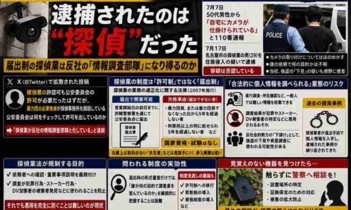 大垣市の住宅にカメラ、探偵・坂本充希容疑者を逮捕　国家資格を要しない「届出制」