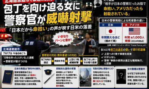 恵庭市で包丁を向けた42歳女に警察官が威嚇射撃　「やめろ！捨てろ！」弾丸は未発見