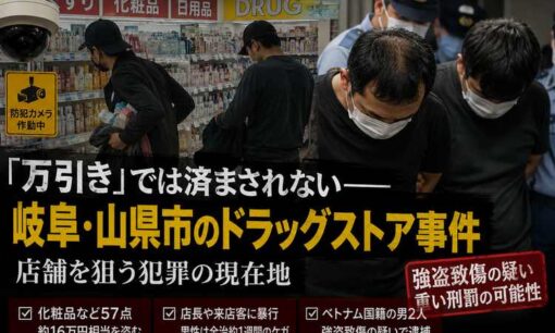 岐阜・山県市ドラッグストア強盗致傷事件　ベトナム国籍の男2人逮捕、57点16万円相当を盗んだ疑い