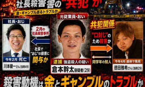 叔父を刺殺後放火→共犯の幼なじみを生き埋めか　倉本幹太容疑者(29)を逮捕　会社社長殺害の共犯を口封じしたギャンブル狂