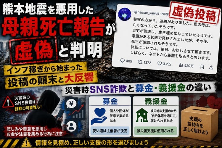 SNS虚偽投稿　熊本地震