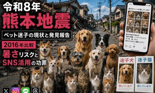 令和8年熊本地震 ペット迷子の現状と発見報告 2016年比較 暑さリスクとSNS活用の功罪