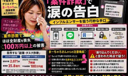 まーちゃろ、案件詐欺で100万円超被害　ほぼ全財産失う、偽サイトと「信用スコア」の罠