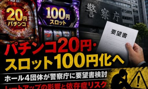 パチンコ20円・スロット100円化へ  ホール4団体が警察庁に要望書検討  レートアップの影響と依存症リスク