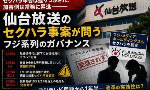 フジ系列・仙台放送でセクハラ加害者が常務に昇進　会社は「対応は適切」