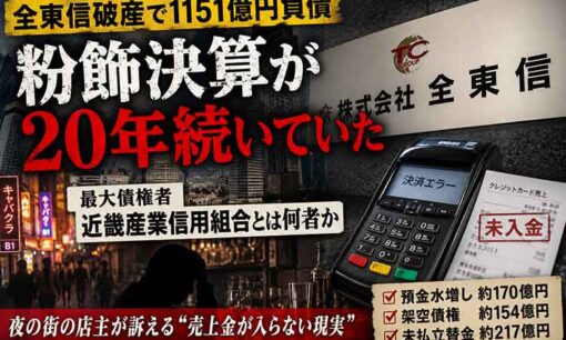全東信破産1151億円の衝撃　最大債権者「近畿産業信用組合」は何者か、夜の街に走る未入金不安