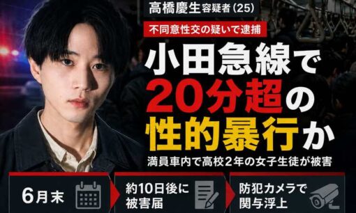 高橋慶生容疑者を逮捕　小田急線で女子高生に20分超の性的暴行か、公開プロフィールに俳優歴