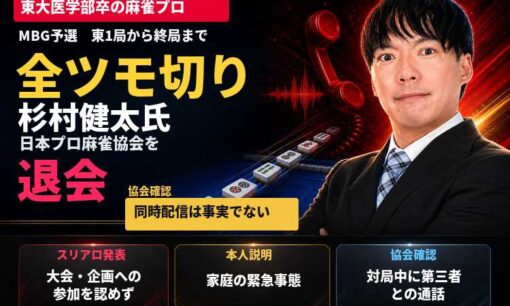 東大医学部卒・杉村健太氏が日本プロ麻雀協会を退会　全ツモ切り問題、同時配信は事実でないと協会が確認