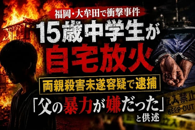 福岡県大牟田市　15歳　自宅放火
