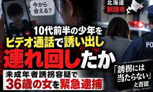 釧路で36歳女を逮捕　10代前半の少年をビデオ通話で誘い出した疑い