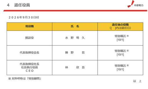 中部電力・浜岡原発、内部通報の後にまた隠蔽　会長・社長は退任しても「特別顧問」へ