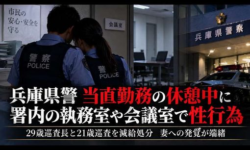 兵庫県警、署内で性行為の男女を減給処分　上司に報告後も不倫継続