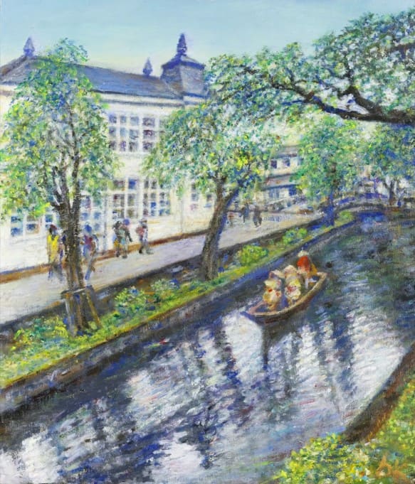 「倉敷川風景」古小路 浩典 (東京都在住/口で描く画家