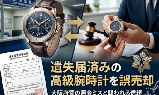 大阪府警、遺失届済みの高級腕時計を92万円で誤売却に疑念の声　「遺失物法を調べず叩くな」は成り立つか