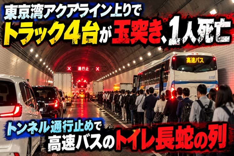 東京湾アクアライン　玉突き事故